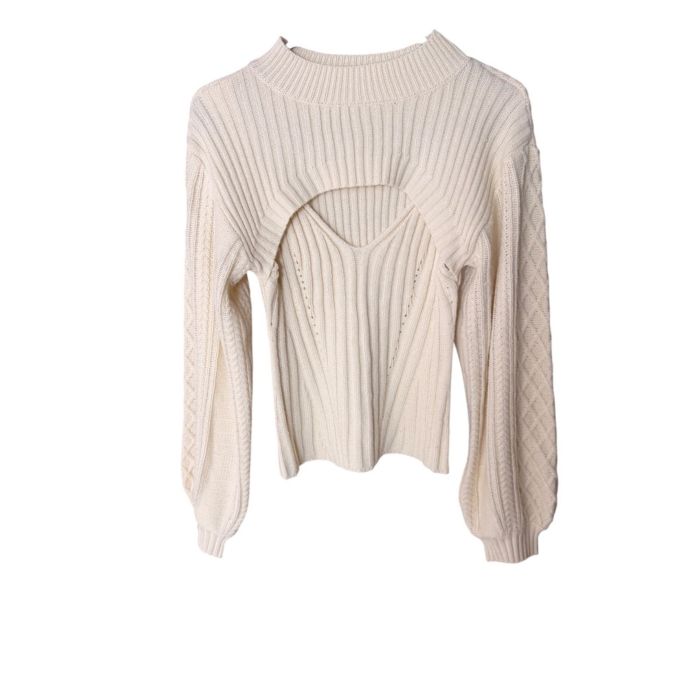 ASTR The Label Cutout Cable Knit Layered Sweater Cream Size M